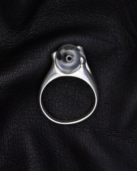 GLASS SPHERE SILVER RING