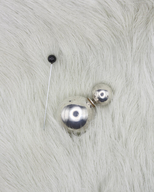 DOUBLE DROP SILVER PLEATED SINGLE EARRING